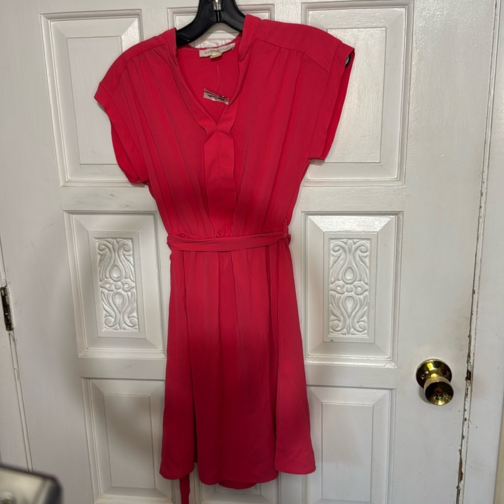 Monteau Los Angeles Red Tie Waist Short Sleeve Dress Size XS